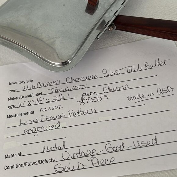 Mid Century Irvinware Chromium Silent Table Butler Lion Crown Pattern Crumbcatch - Picture 2 of 7